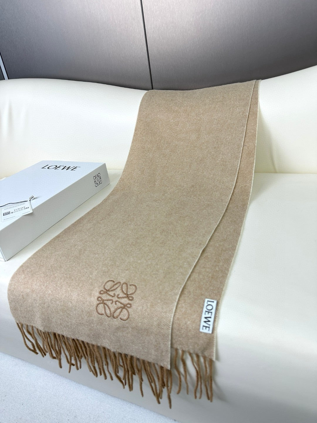 SCARF 180 CM IN CAMEL BEIGE CASHMERE 383863