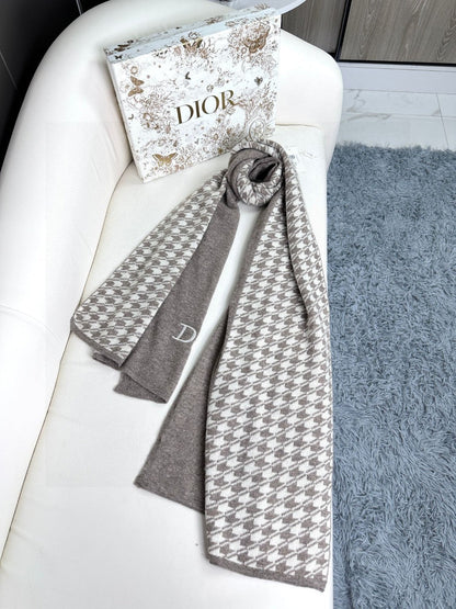 SCARF 190 CM IN KHAKI BEIGE MIX WHITE CARO CASHMERE 388125