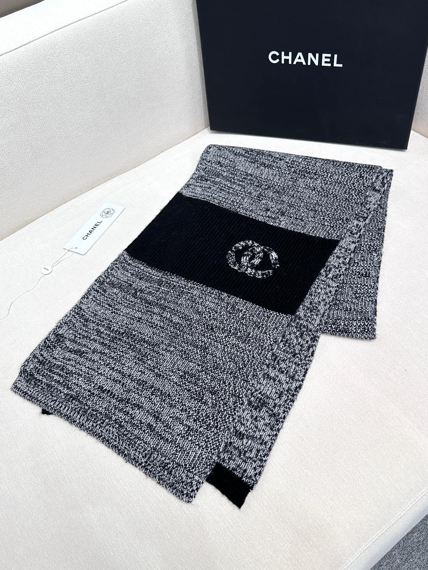 SCARF 180 CM IN SHARK GRAY MIX BLACK CASHMERE 389977