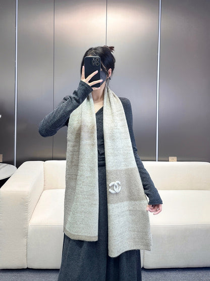 SCARF 180 CM IN KHAKI BROWN CASHMERE 389978