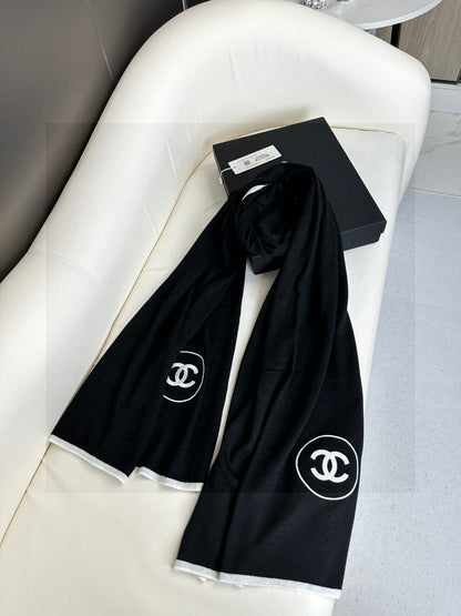 LONG SCARF 200 CM IN BLACK CASHMERE AND SILK 396411