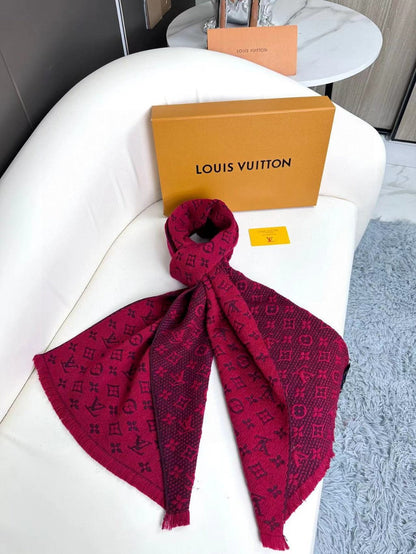 SCARF 180 CM IN HIBISCUS RED CLASSIC MONOGRAM CASHMERE 396438