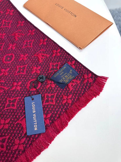 SCARF 180 CM IN HIBISCUS RED CLASSIC MONOGRAM CASHMERE 396438