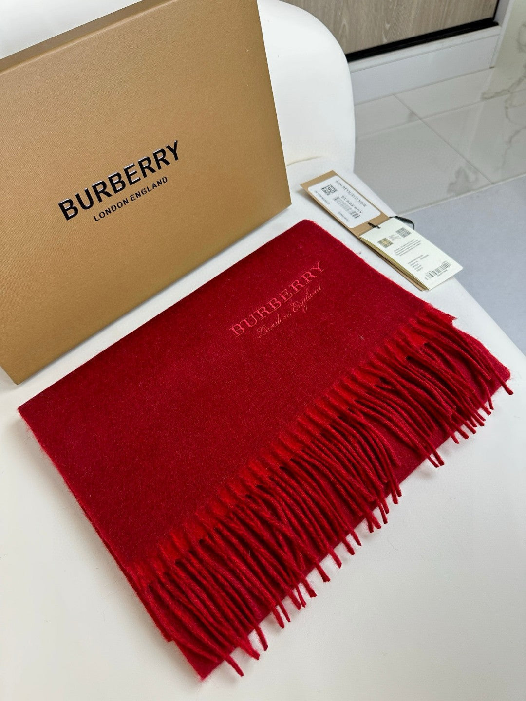 SCARF 180 CM IN CHERRY RED CASHMERE 398420