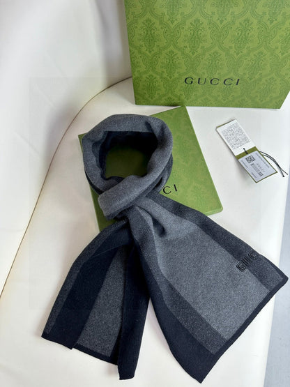 SCARF 180 CM IN BLACK MIX DARK GRAY CASHMERE 398446