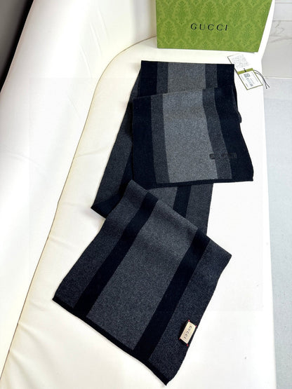 SCARF 180 CM IN BLACK MIX DARK GRAY CASHMERE 398446