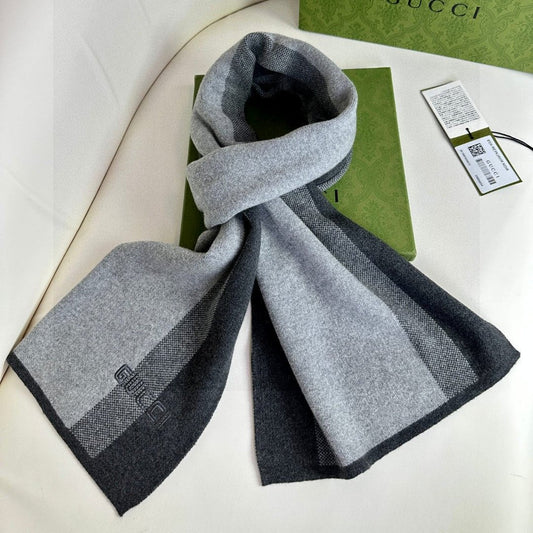 SCARF 180 CM IN BLACK MIX LIGHT GRAY CASHMERE 398447