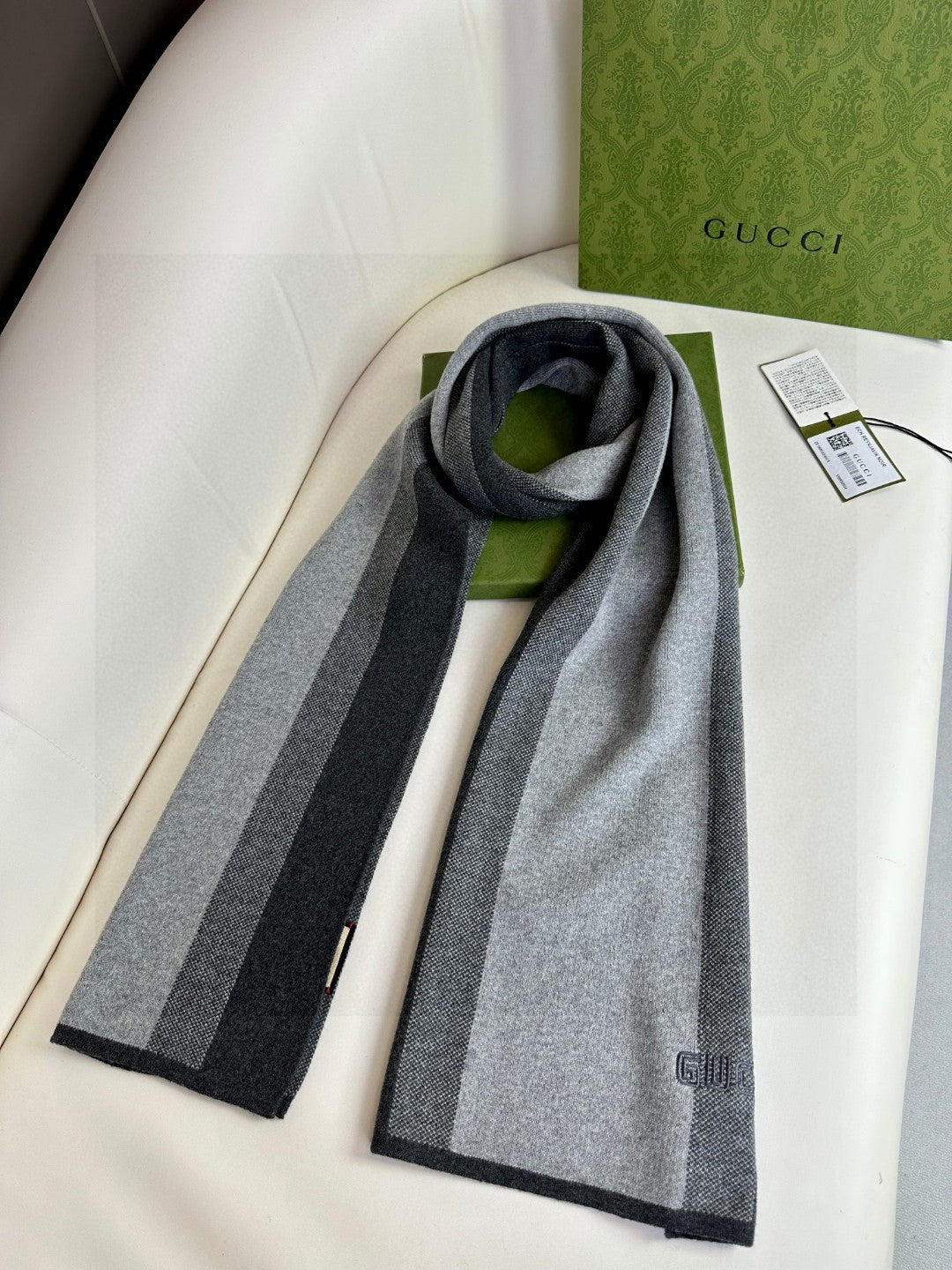 SCARF 180 CM IN BLACK MIX LIGHT GRAY CASHMERE 398447