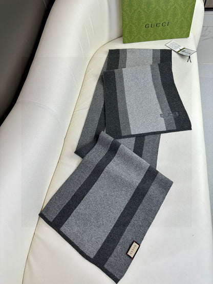 SCARF 180 CM IN BLACK MIX LIGHT GRAY CASHMERE 398447