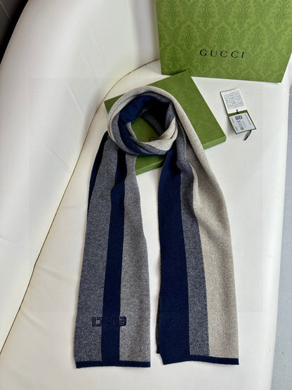 SCARF 180 CM IN NAVY BLUE MIX BEIGE CASHMERE 398448