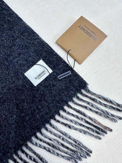 SCARF 180 CM IN BLACK AND LIGHT GRAY CASHMERE  407242