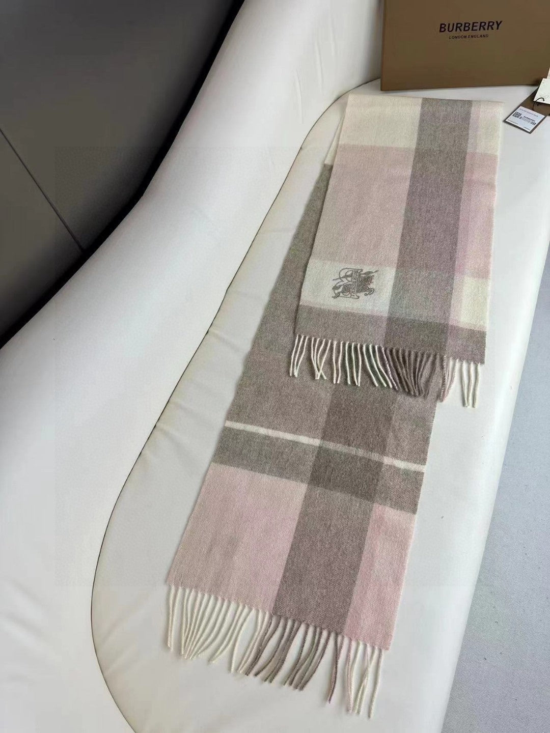 SCARF 180 CM IN LIGHT PINK MIX DESERT BROWN CASHMERE 408503