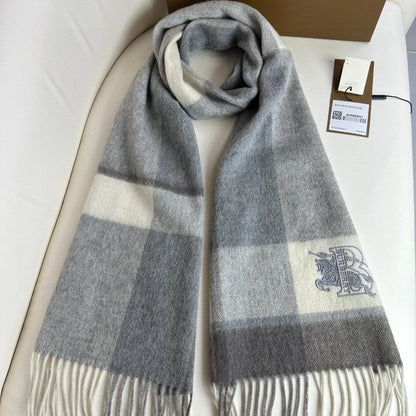 SCARF 180 CM IN SMOKE GRAY MIX WHITE CASHMERE 408504