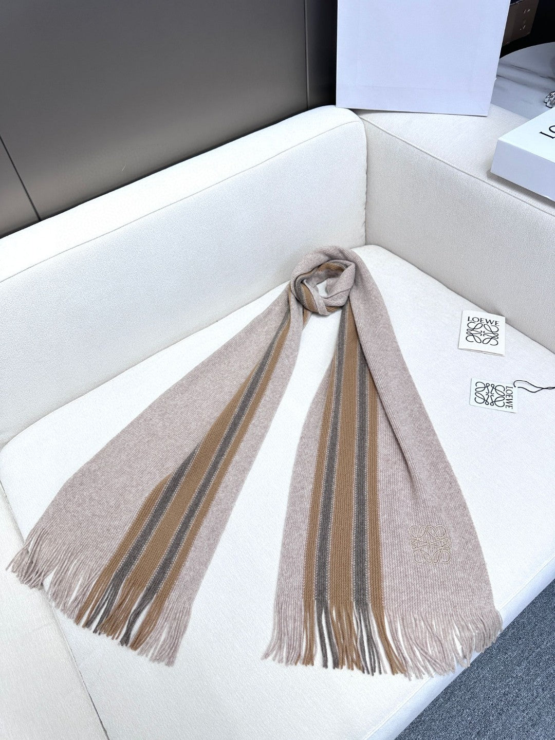 SCARF 180 CM IN ALMOND BEIGE CASHMERE 410158