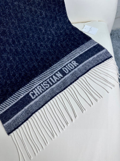 SCARF IN NAVY BLUE MONOGRAM CASHMERE 413719