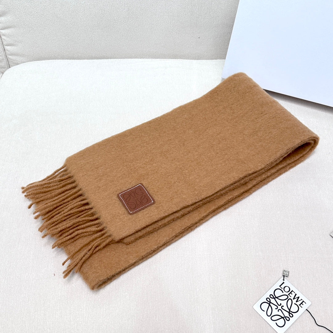 SCARF 185 CM IN CAMEL BEIGE MOHAIR AND WOOL 413754