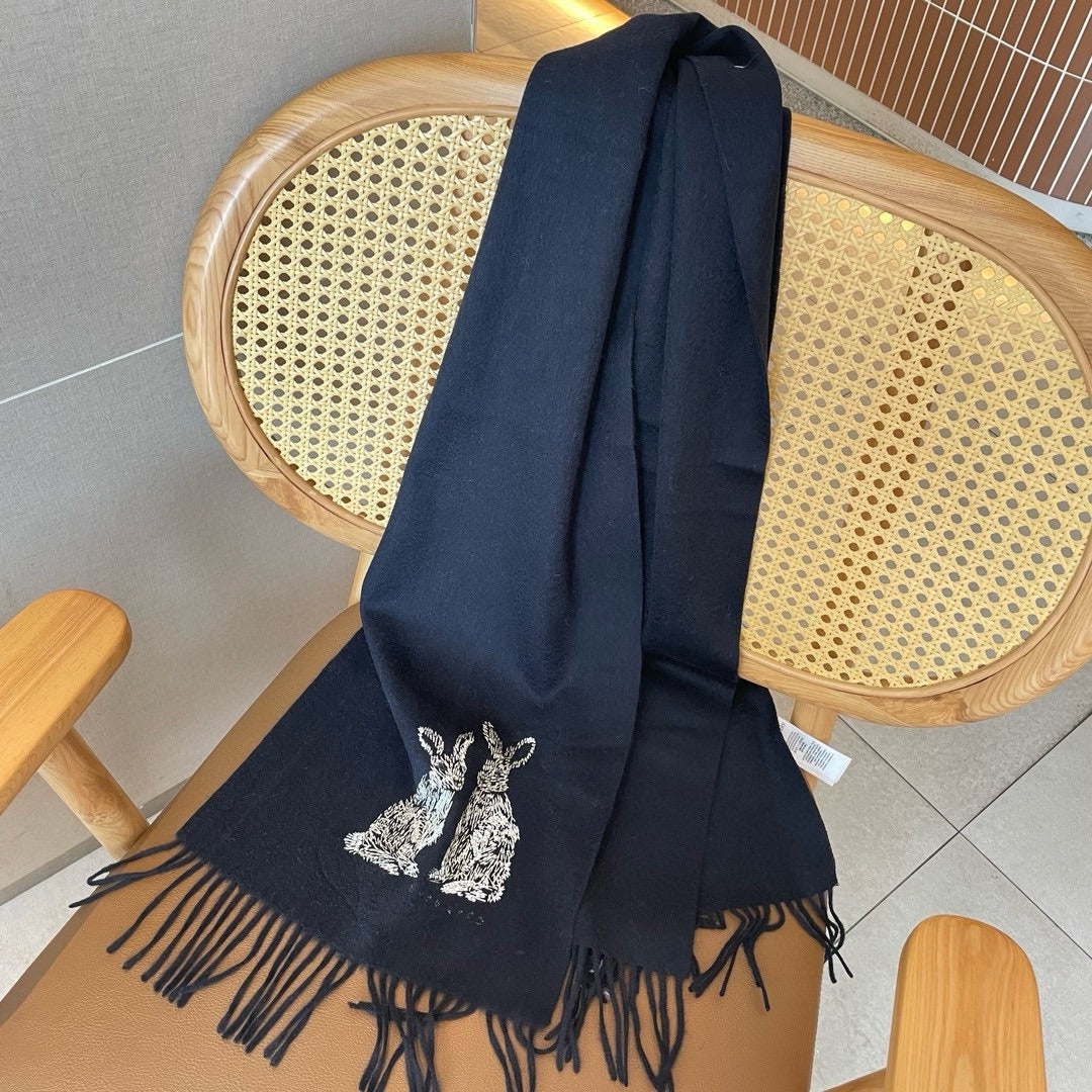 HARE WOOL CASHMERE SCARF 180 CM BLACK 394452