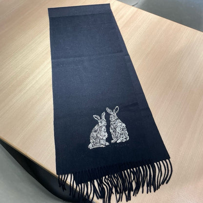 HARE WOOL CASHMERE SCARF 180 CM BLACK 394452