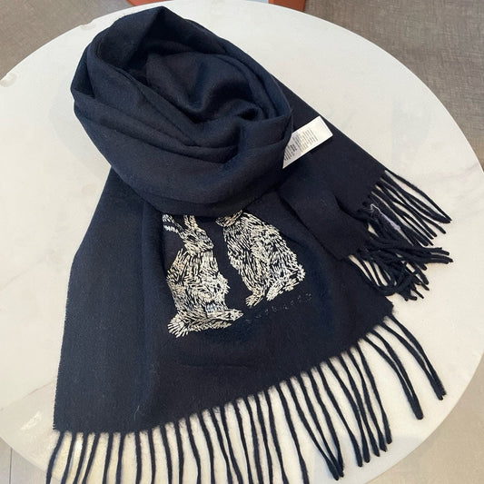 HARE WOOL CASHMERE SCARF 180 CM BLACK 394452