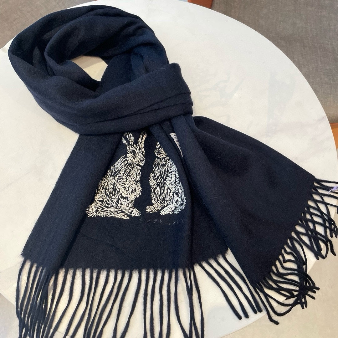 HARE WOOL CASHMERE SCARF 180 CM BLACK 394452