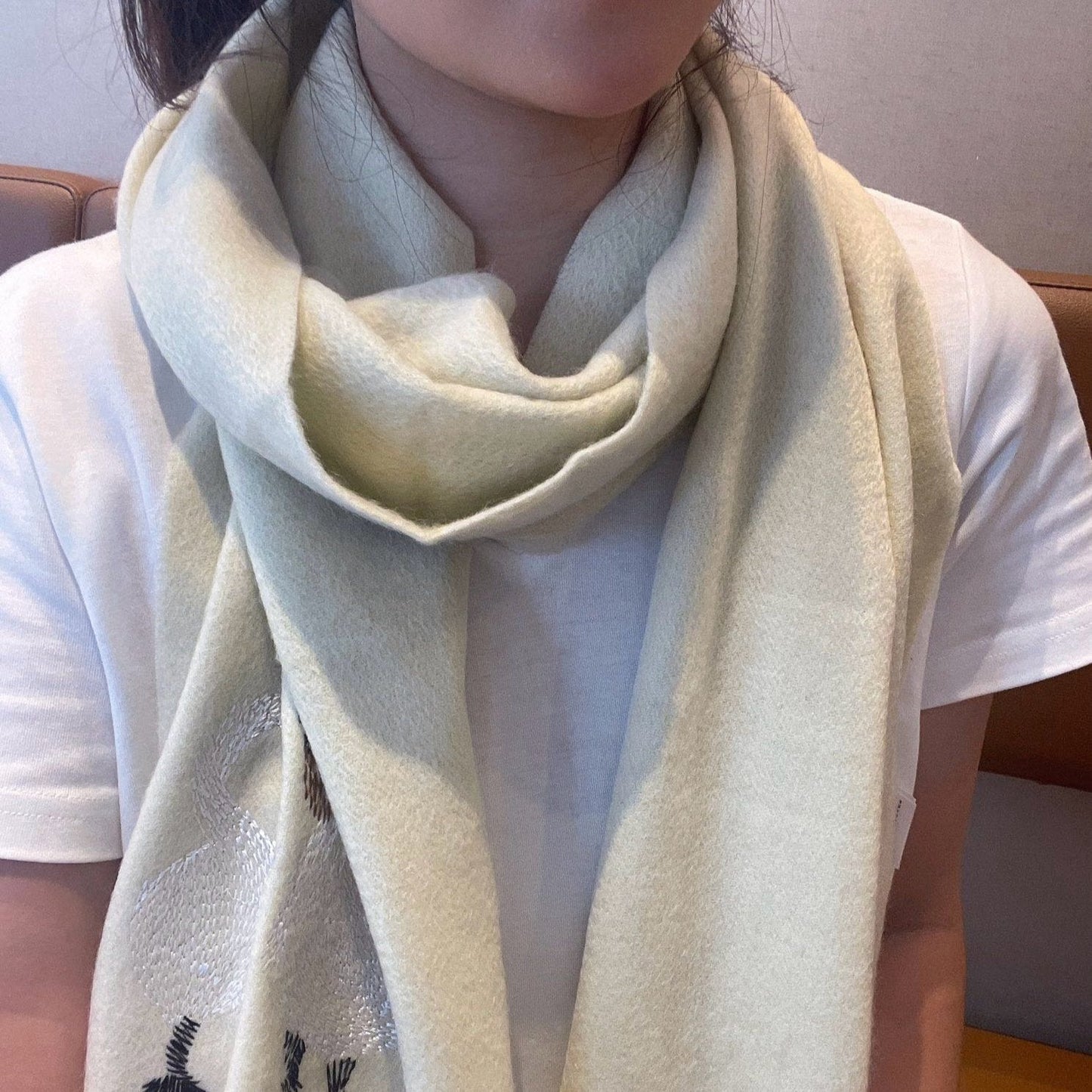 SWAN WOOL CASHMERE SCARF 180 CM IVORY WHITE 394453