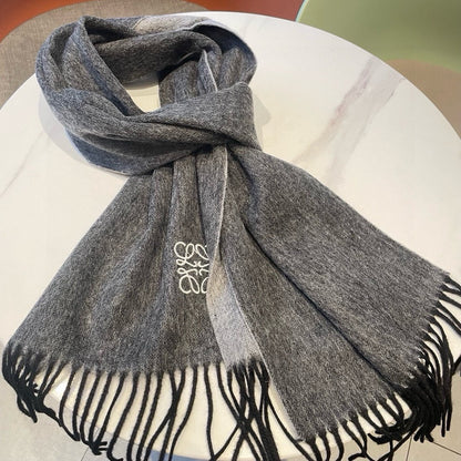 SCARF 180 CM IN MOUSE GRAY CASHMERE AND WOOL 403756