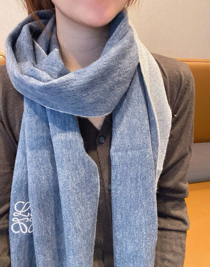 SCARF 180 CM IN LIGHT BLUE CASHMERE AND WOOL 403758