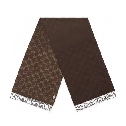 SCARF 200 CM CHOCOLATE BROWN GG CASHMERE JACQUARD 405133