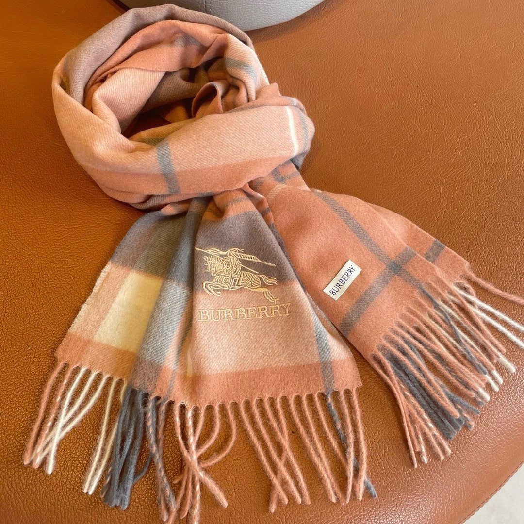 SCARF 180 CM IN CORAL ORANGE MIX BLACK WOOL 408569