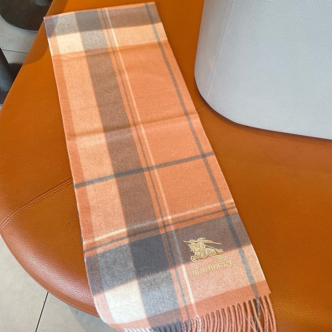 SCARF 180 CM IN CORAL ORANGE MIX BLACK WOOL 408569