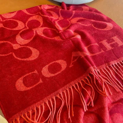 CLASSIC MONOGRAM LOGO WOOL SCARF 195 CM GARNET RED 413629