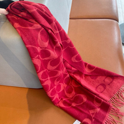 CLASSIC MONOGRAM LOGO WOOL SCARF 195 CM GARNET RED 413629