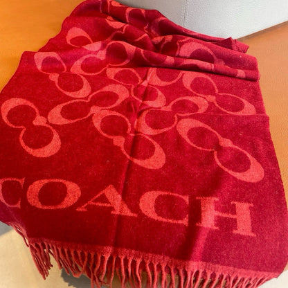 CLASSIC MONOGRAM LOGO WOOL SCARF 195 CM GARNET RED 413629