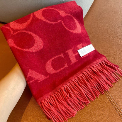 CLASSIC MONOGRAM LOGO WOOL SCARF 195 CM GARNET RED 413629