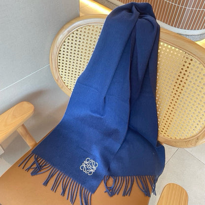 SCARF 180 CM IN COBALT BLUE WOOL AND CASHMERE 415202