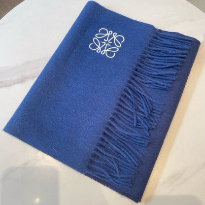 SCARF 180 CM IN COBALT BLUE WOOL AND CASHMERE 415202