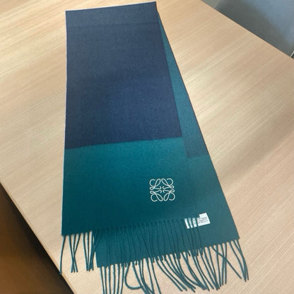 SCARF 180 CM IN TEAL GREEN MIX NAVY BLUE WOOL AND CASHMERE  415204