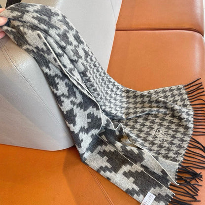 SCARF 190 CM IN BLACK MIX WHITE CASHMERE 415206