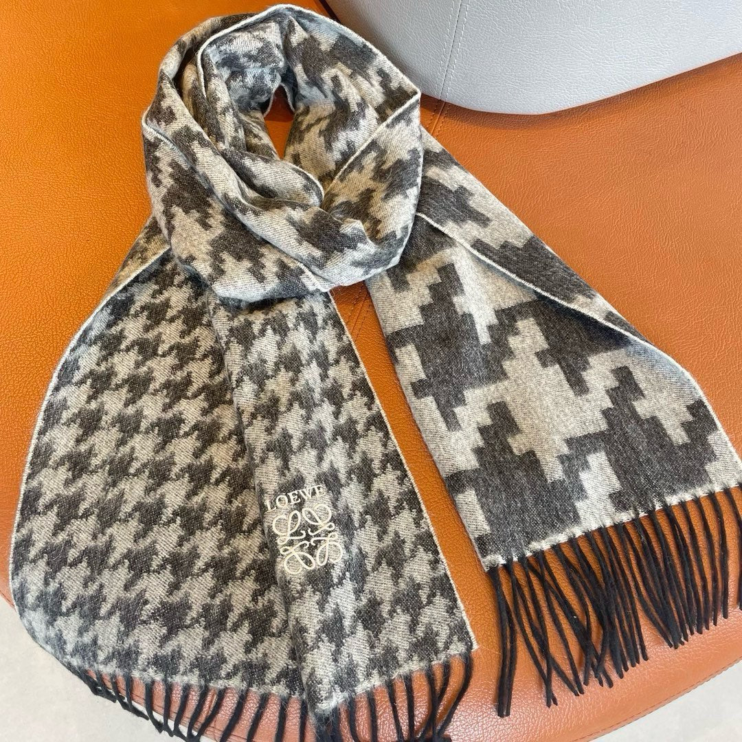 SCARF 190 CM IN BLACK MIX WHITE CASHMERE 415206