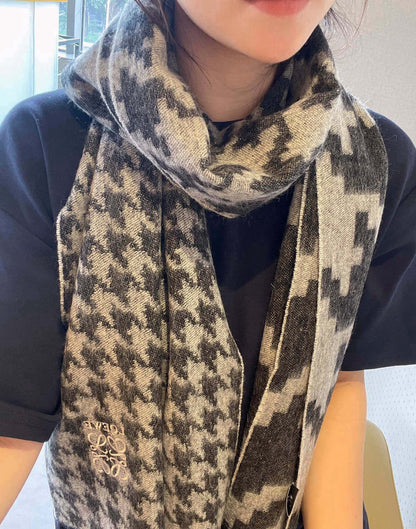 SCARF 190 CM IN BLACK MIX WHITE CASHMERE 415206