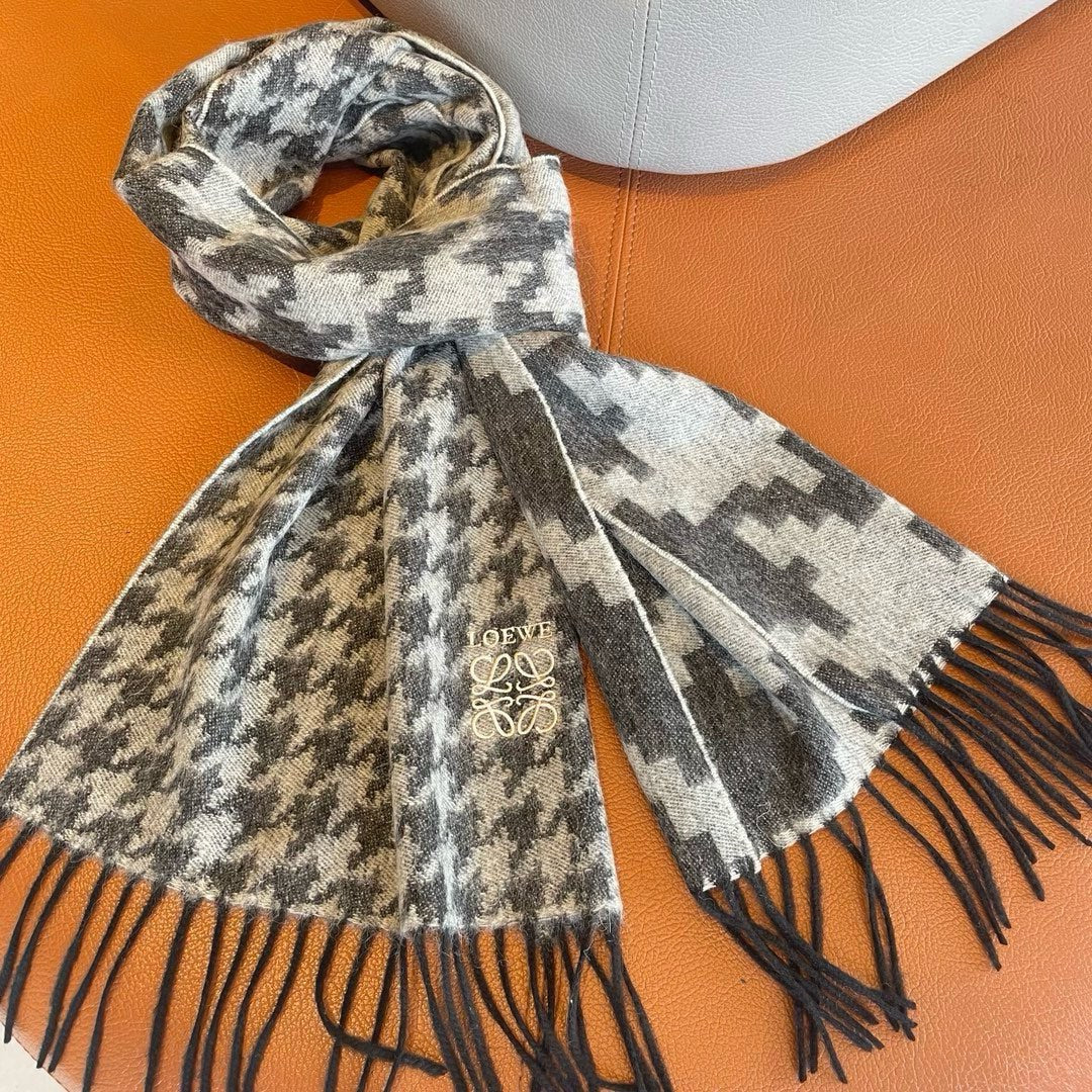 SCARF 190 CM IN BLACK MIX WHITE CASHMERE 415206