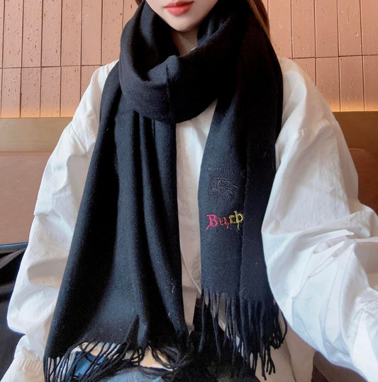 CLASSIC SCARF 200 CM IN BLACK CASHMERE  402267