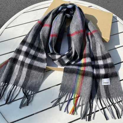 CHECK SCARF 200 CM IN GRAY GRAPHITE MIX BLACK 394752