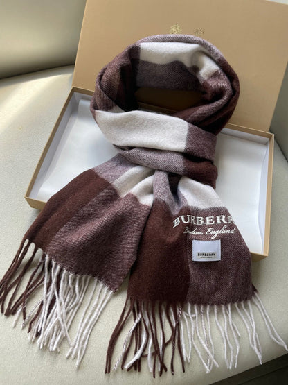 SCARF 180 CM IN CHESTNUT BROWN MIX WHITE CASHMERE 402221