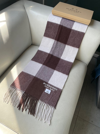 SCARF 180 CM IN CHESTNUT BROWN MIX WHITE CASHMERE 402221