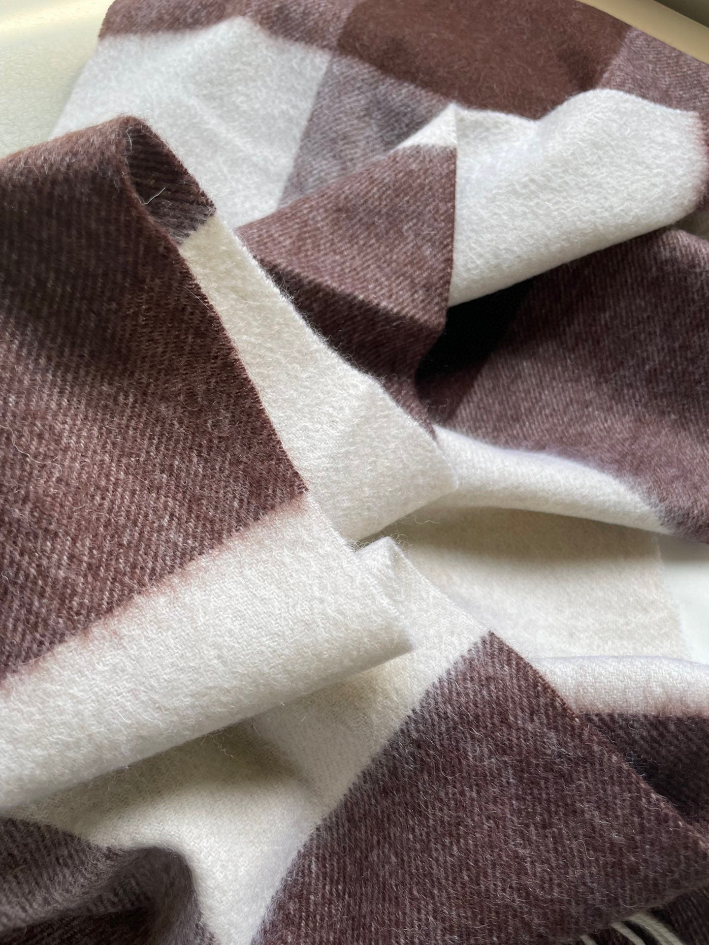 SCARF 180 CM IN CHESTNUT BROWN MIX WHITE CASHMERE 402221