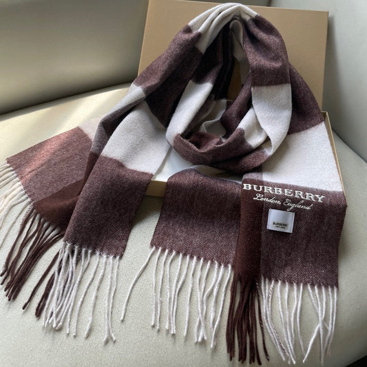 SCARF 180 CM IN CHESTNUT BROWN MIX WHITE CASHMERE 402221