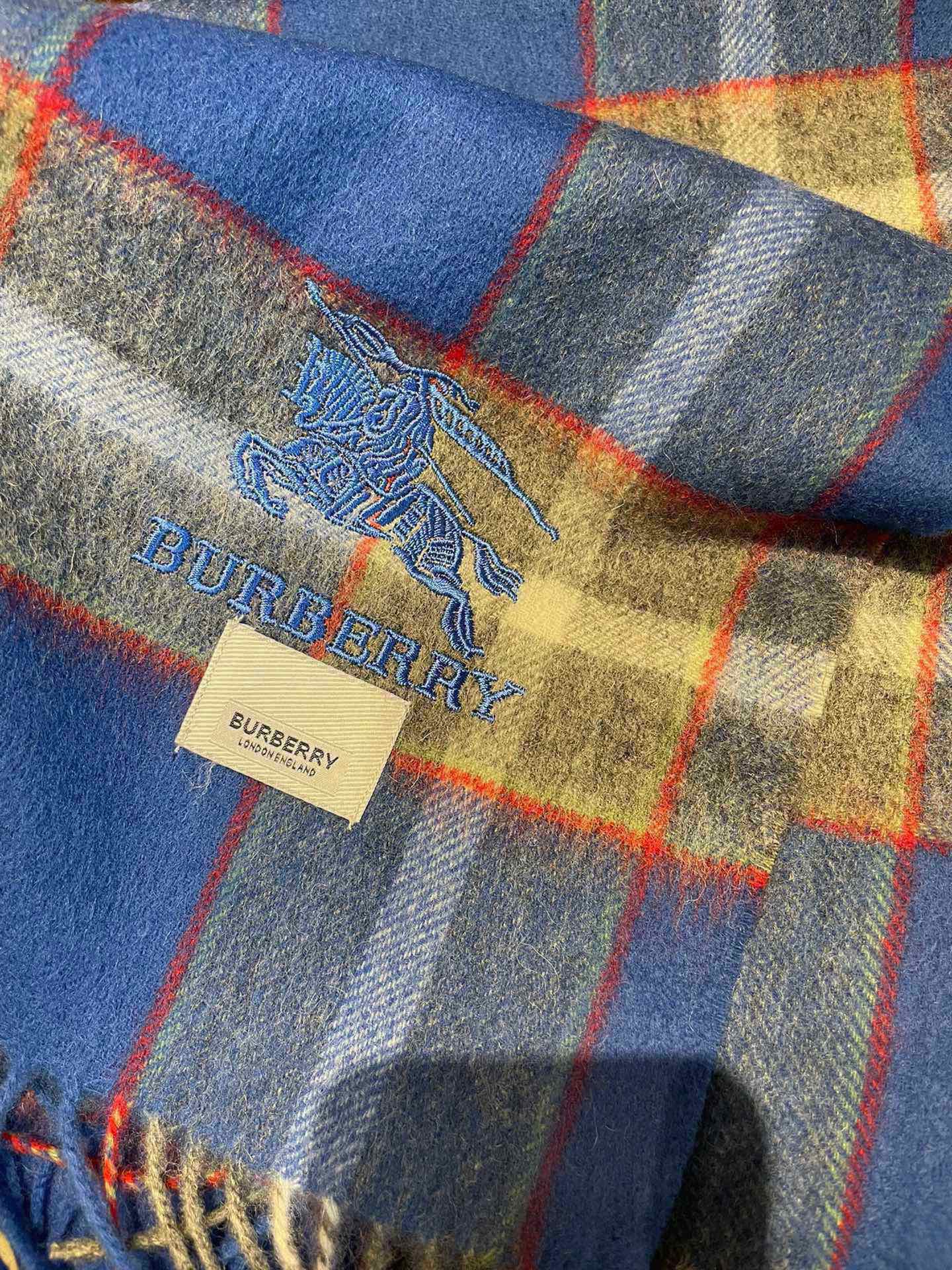 CASHMERE CHECK SCARF BLUE MIX LIGHT GRAY 407521