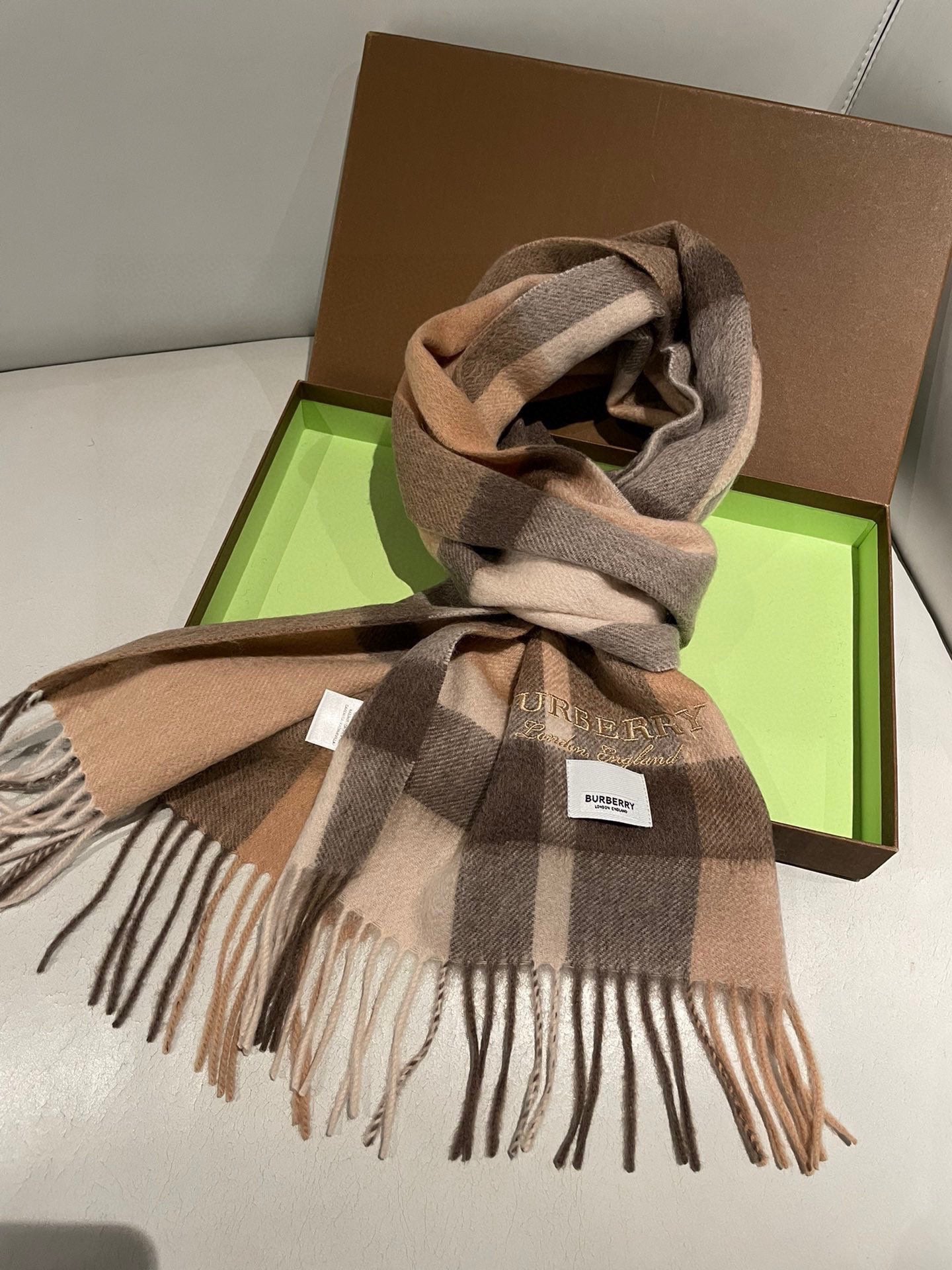 SCARF 180 CM IN CINNAMON BROWN CASHMERE 408784