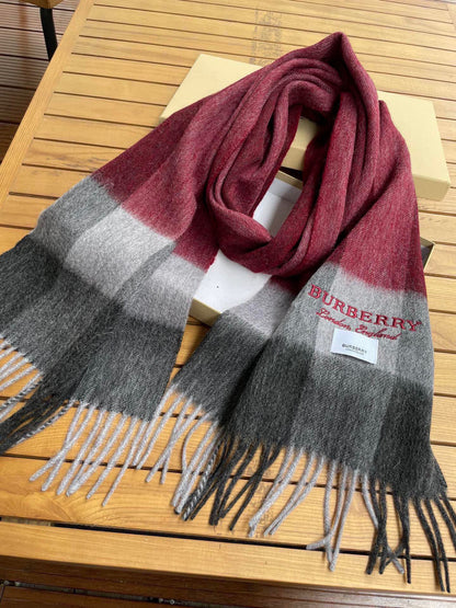 SCARF 180 CM IN GARNET RED MIX BLACK CASHMERE 410319